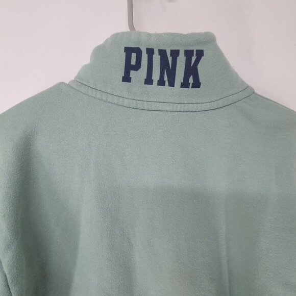 Victoria's Secret PINK Boyfriend Half Zip Mockneck Logo Fleece Sweatshirt Size S - Picture 6 of 8